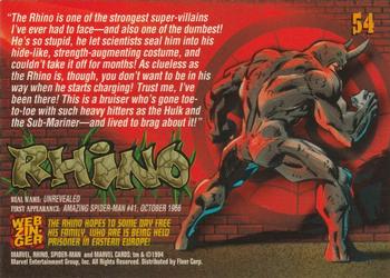 1994 Fleer The Amazing Spider-Man #54 Rhino Back