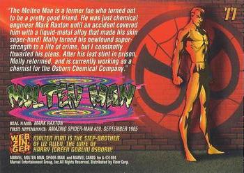 1994 Fleer The Amazing Spider-Man #77 Molten Man Back