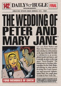 1994 Fleer The Amazing Spider-Man #142 The Wedding of Peter and Mary Jane Back