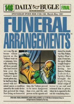 1994 Fleer The Amazing Spider-Man #148 Funeral Arrangements Back
