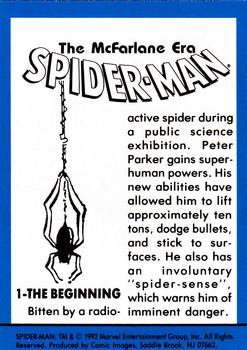 1992 Comic Images Spider-Man: The McFarlane Era #1 The Beginning Back