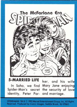 1992 Comic Images Spider-Man: The McFarlane Era #5 Married Life Back