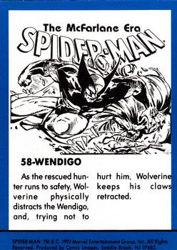 1992 Comic Images Spider-Man: The McFarlane Era #58 Wendigo Back
