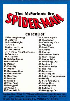 1992 Comic Images Spider-Man: The McFarlane Era #90 Checklist Front