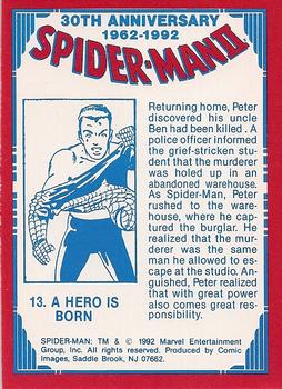 1992 Comic Images Spider-Man II: 30th Anniversary 1962-1992 #13 A Hero Is Born Back