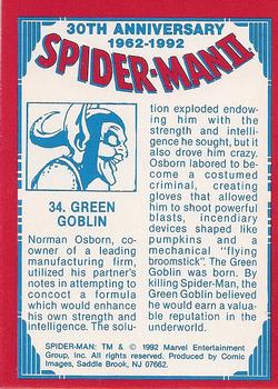 1992 Comic Images Spider-Man II: 30th Anniversary 1962-1992 #34 Green Goblin Back