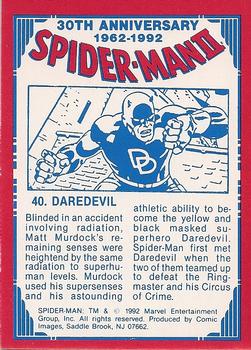1992 Comic Images Spider-Man II: 30th Anniversary 1962-1992 #40 Daredevil Back