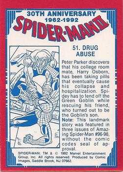 1992 Comic Images Spider-Man II: 30th Anniversary 1962-1992 #51 Drug Abuse Back