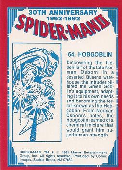1992 Comic Images Spider-Man II: 30th Anniversary 1962-1992 #64 Hobgoblin Back