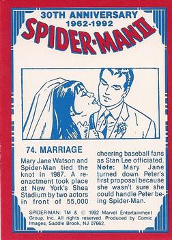 1992 Comic Images Spider-Man II: 30th Anniversary 1962-1992 #74 Marriage Back