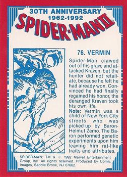 1992 Comic Images Spider-Man II: 30th Anniversary 1962-1992 #76 Vermin Back