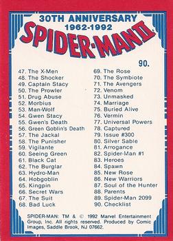 1992 Comic Images Spider-Man II: 30th Anniversary 1962-1992 #90 Checklist Back