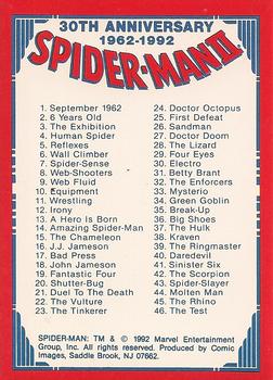1992 Comic Images Spider-Man II: 30th Anniversary 1962-1992 #90 Checklist Front