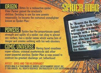1995 Fleer Ultra Spider-Man #1 Spider-Man Back