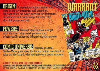 1995 Fleer Ultra Spider-Man #63 Warrant Back