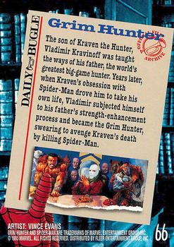 1995 Fleer Ultra Spider-Man #66 Grim Hunter Back