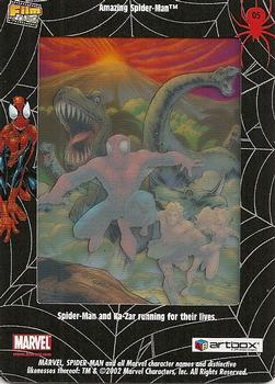 2002 ArtBox Spider-Man FilmCardz #5 Spider-Man and Ka-Zar Running From Dinosaurs Back
