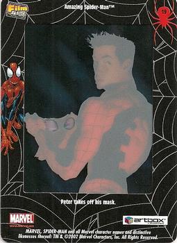 2002 ArtBox Spider-Man FilmCardz #19 Peter Parker as Spider-Man Back