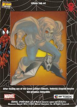 2002 ArtBox Spider-Man FilmCardz #58 Hobgoblin Back