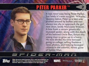2002 Topps Spider-Man #2 Peter Parker Back