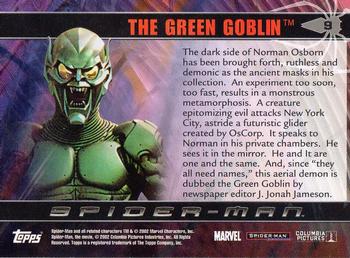 2002 Topps Spider-Man #9 The Green Goblin Back