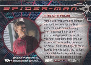 2002 Topps Spider-Man #36 Fate of a Felon Back