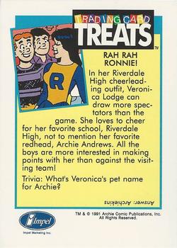 1991 Impel Trading Card Treats #NNO Archie -- Rah Rah Ronnie! Back