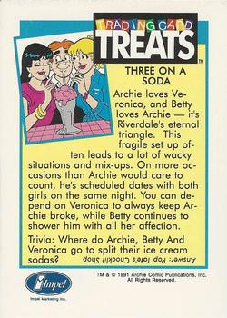 1991 Impel Trading Card Treats #NNO Archie -- Three on a Soda Back