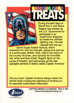 1991 Impel Trading Card Treats #NNO Marvel -- Captain America Back