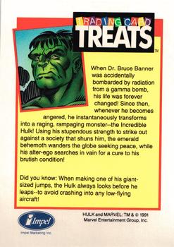 1991 Impel Trading Card Treats #NNO Marvel -- Hulk Back
