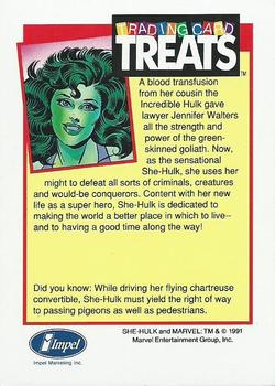 1991 Impel Trading Card Treats #NNO Marvel -- She-Hulk Back