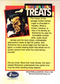 1991 Impel Trading Card Treats #NNO Marvel -- Wolverine Back