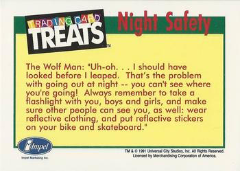 1991 Impel Trading Card Treats #NNO Universal Monsters -- The Wolf Man / Night Safety Back