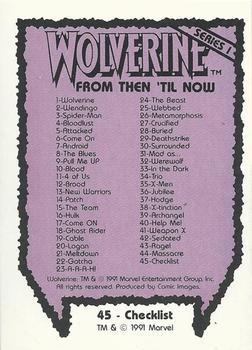 1991 Comic Images Wolverine From Then 'Til Now #45 Checklist Front
