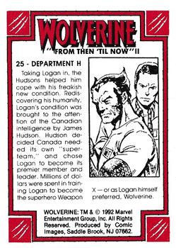 1992 Comic Images Wolverine From Then 'Til Now II #25 Department H Back