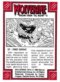 1992 Comic Images Wolverine From Then 'Til Now II #27 First Defeat Back