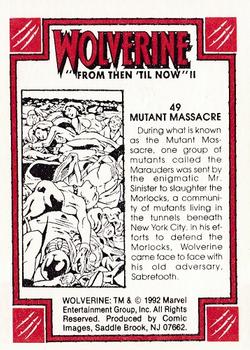 1992 Comic Images Wolverine From Then 'Til Now II #49 Mutant Massacre Back