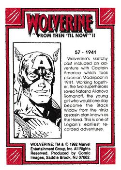 1992 Comic Images Wolverine From Then 'Til Now II #57 1941 Back