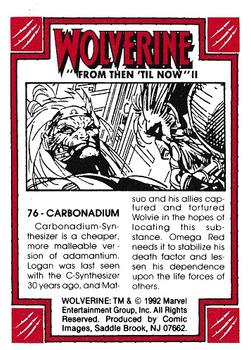 1992 Comic Images Wolverine From Then 'Til Now II #76 Carbondium Back