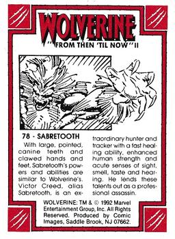 1992 Comic Images Wolverine From Then 'Til Now II #78 Sabretooth Back