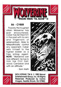 1992 Comic Images Wolverine From Then 'Til Now II #86 Cyber Back