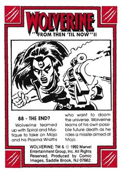 1992 Comic Images Wolverine From Then 'Til Now II #88 The End? Back
