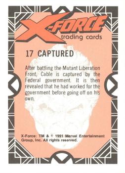 1991 Comic Images X-Force #17 Captured Back