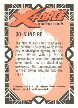 1991 Comic Images X-Force #30 Sunfire Back