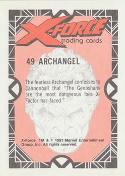 1991 Comic Images X-Force #49 Archangel Back