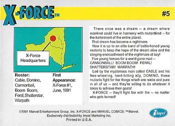 1991 Impel X-Force #5 X-Force Back