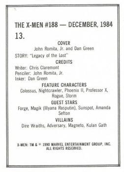 1990 Comic Images Uncanny X-Men II #13 Issue #188 Back