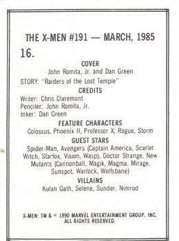 1990 Comic Images Uncanny X-Men II #16 Issue #191 Back