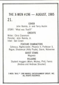 1990 Comic Images Uncanny X-Men II #21 Issue #196 Back
