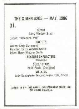 1990 Comic Images Uncanny X-Men II #31 Issue #205 Back